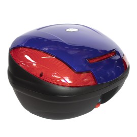 Caja porta equipaje para motocicleta 43L azul con led base metalica Kinlley