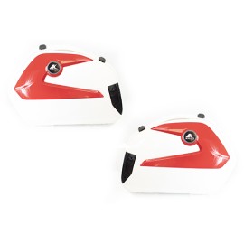 Alforjas rigidas porta equipaje para motocicleta 20L rojo con blanco con luz universal Kinlley