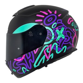 Casco abatible para motocicleta Shaft SH3910 Art Negro Matte Purpura Talla L